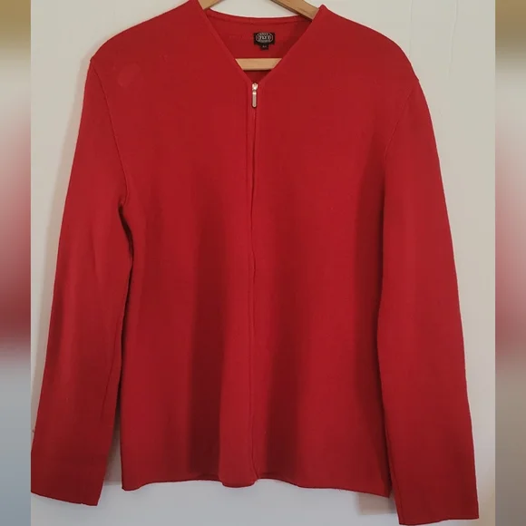 Fly3 Navy Department Red 100% Wool Sweater Jumper Full Zip VNeck Winter Academia